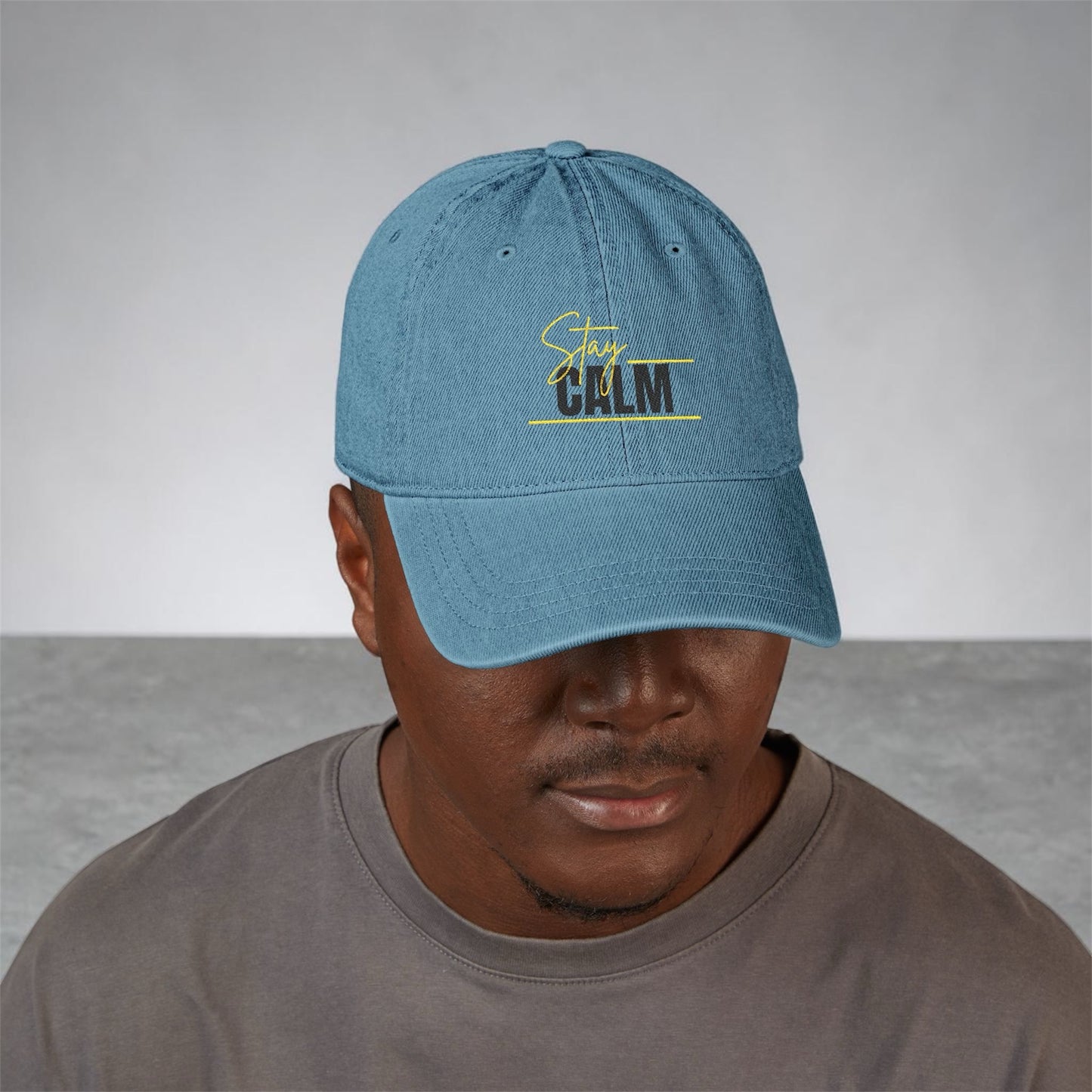 Stay Calm Embroidered Denim Hat