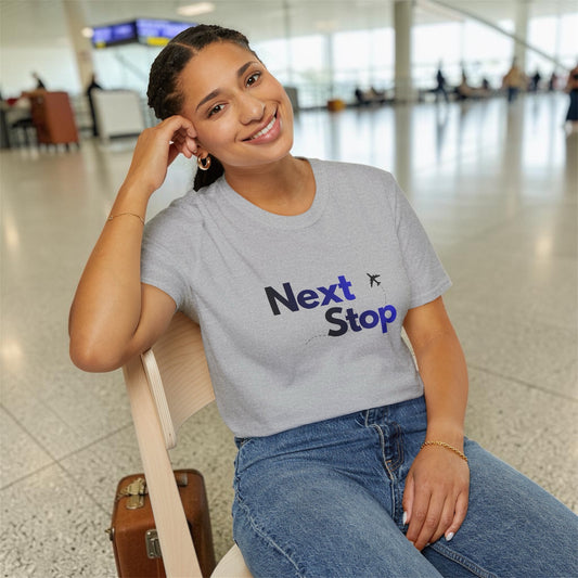 Next Stop T-Shirt  Travel Tee with Airplane Graphic
