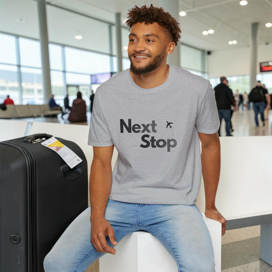 Next Stop Minimal Plane Black Graphic Tee for Travelers
