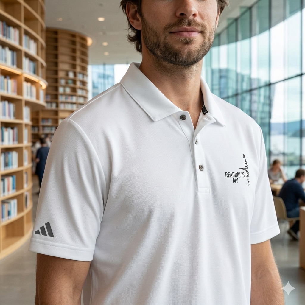 Reading is my Cardio adidas Unisex Performance Polo