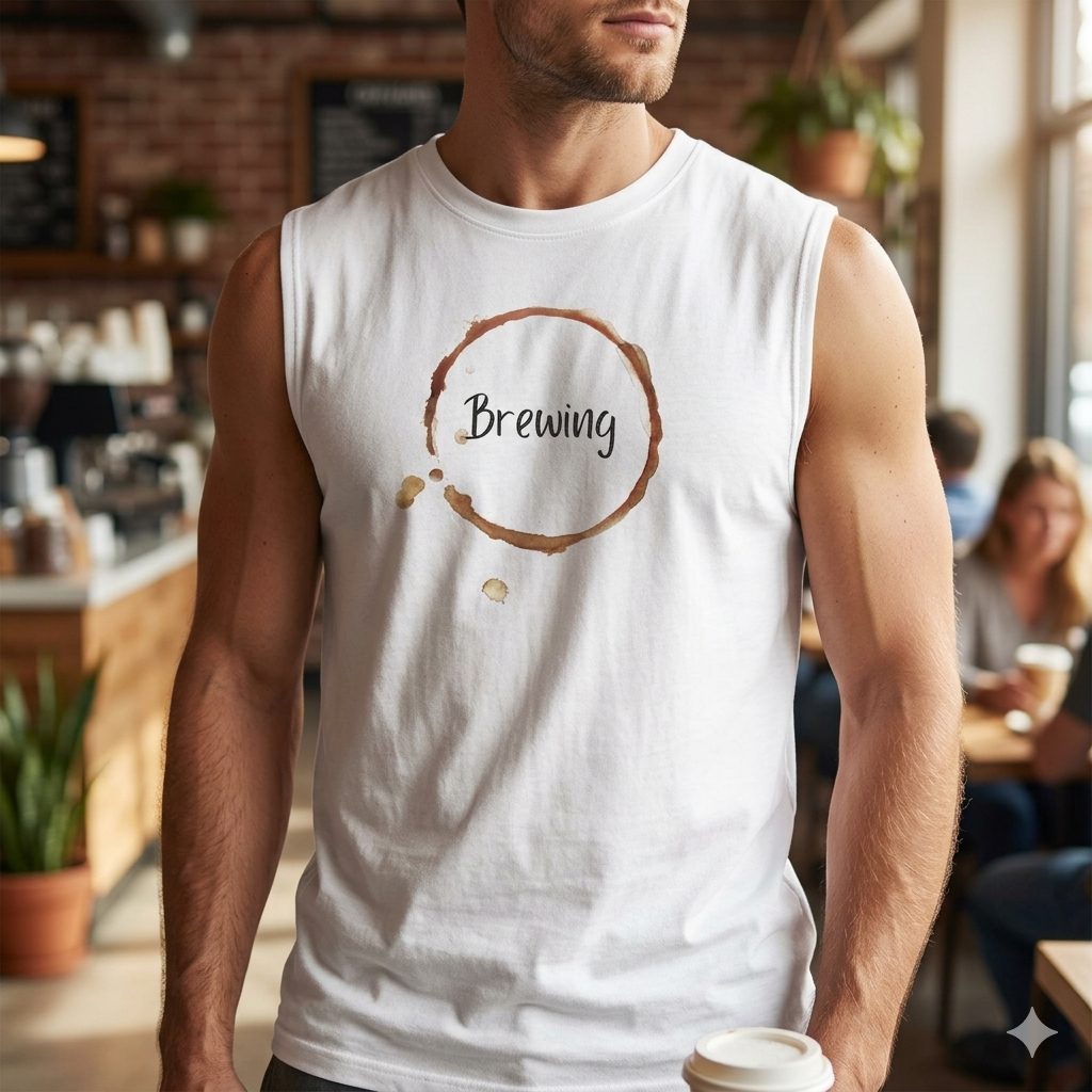 Brewing Coffee Ring Muscle Tank Coffee Lover Tee