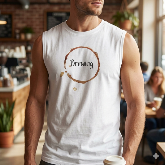 Brewing Coffee Ring Muscle Tank Coffee Lover Tee