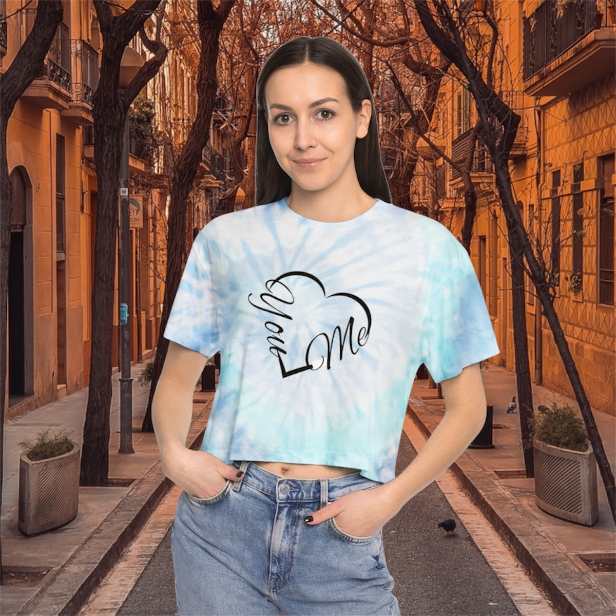 You + Me Heart Tie-Dye Crop Tee