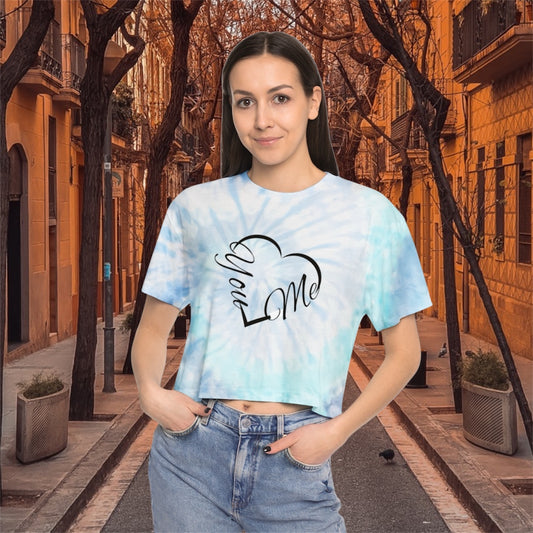 You + Me Heart Tie-Dye Crop Tee