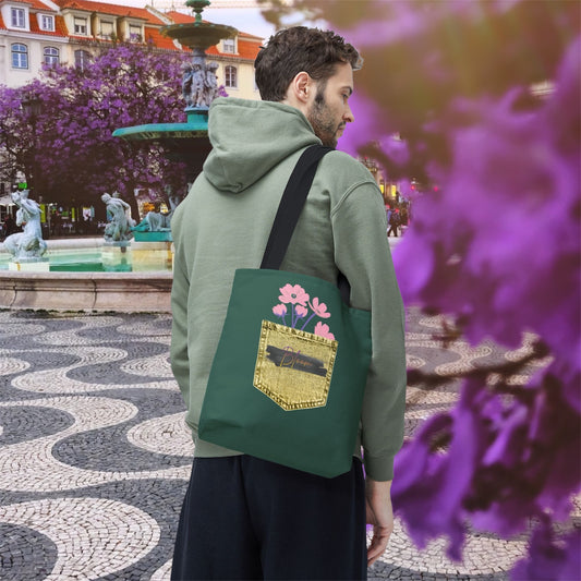 Floral Pocket Design Tote Bag