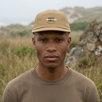 Embroidered "Smile" 5-Panel Cap