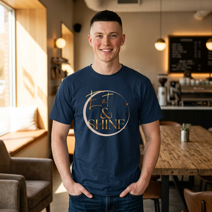 Eat & Shine T-Shirt — Minimal Gold Script Graphic Tee