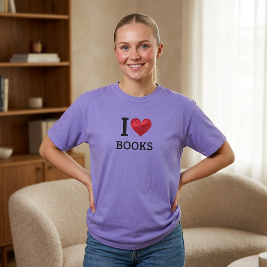 I Love Books T-Shirt — Vintage Love Books Tee for Readers & Book Lovers