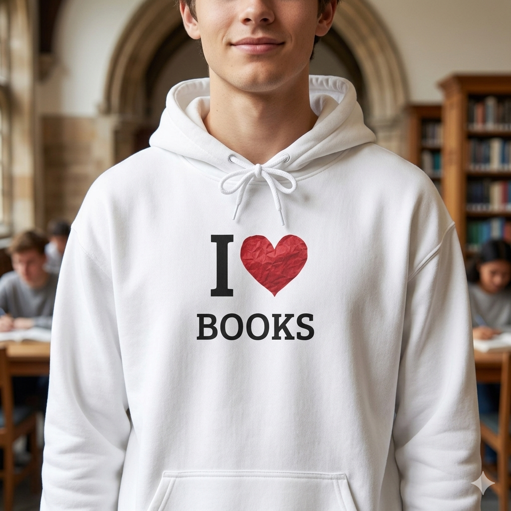 I  Love Books Hoodie — Cozy Reading Sweatshirt for Book Lovers