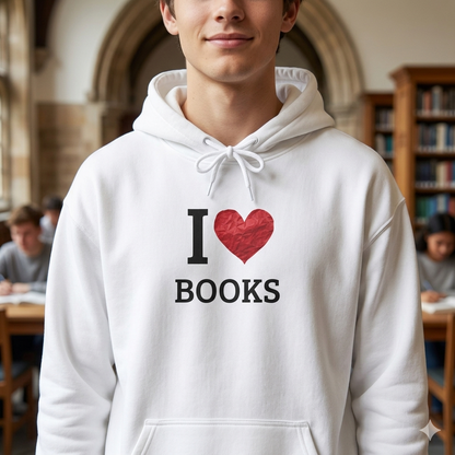 I  Love Books Hoodie — Cozy Reading Sweatshirt for Book Lovers