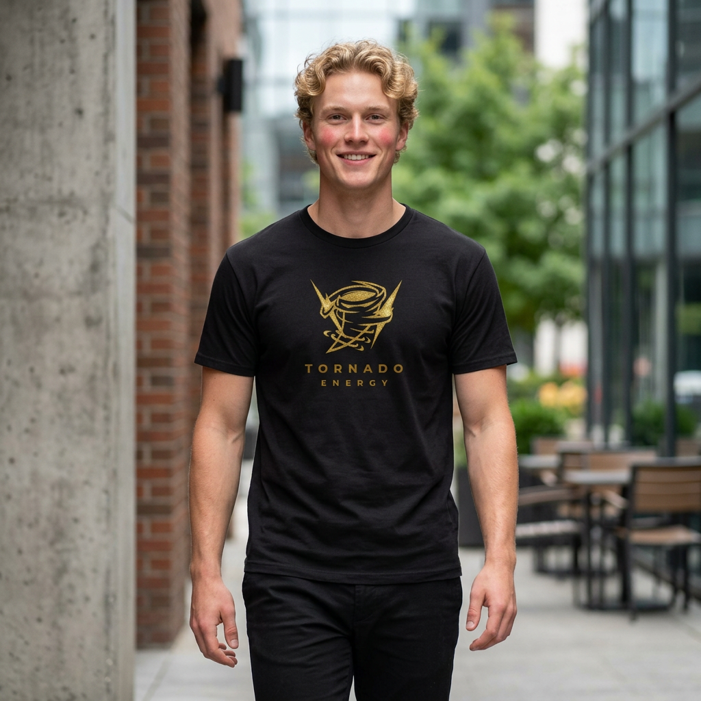 'Tornado Energy' Gold Storm Logo Graphic Tee