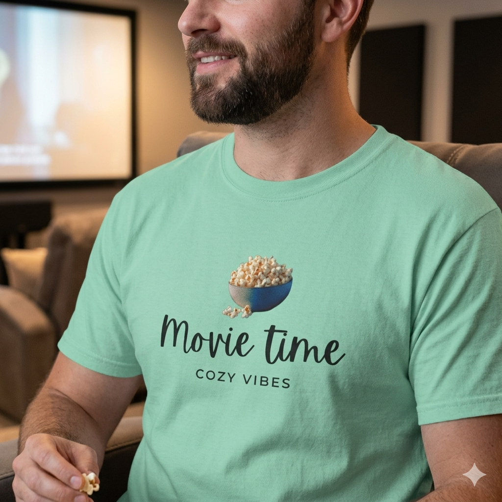 Movie Time T-Shirt – Cozy Vibes Popcorn Graphic Tee