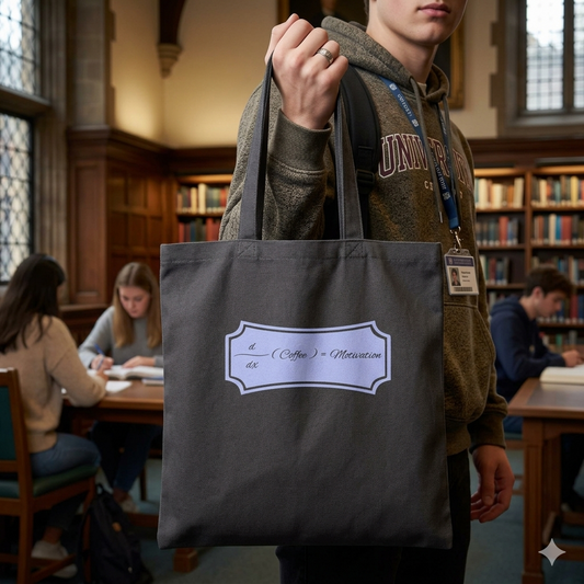Canvas Tote Bag with Lavender Label Design – 'Coffee & Motivation' Everyday Market Tote