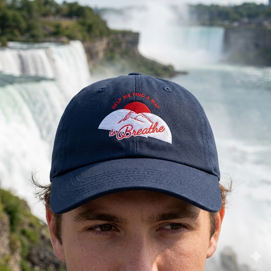 'Help me find a way to Breathe' Sunset Embroidered Baseball Hat