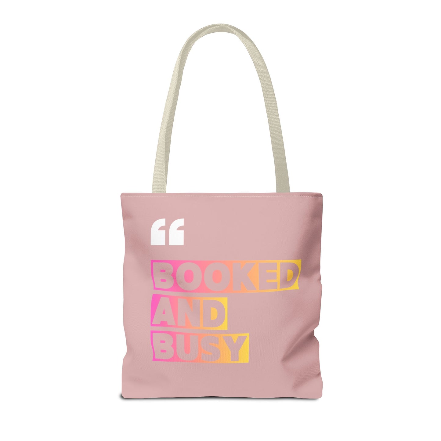 Booked and Busy Pink Tote Bag Cute Quote Book Lover Carryall