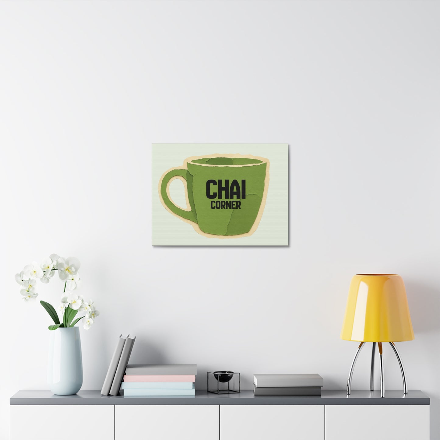 Chai Corner Canvas Art Green Wall Decor