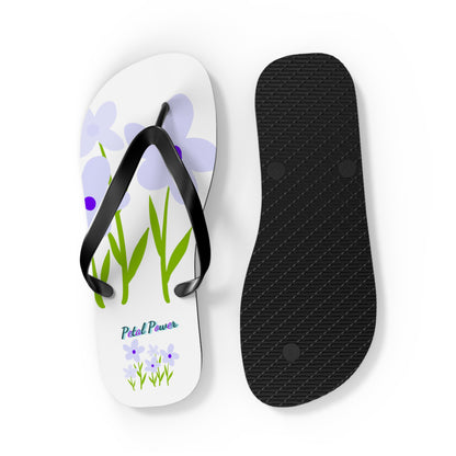 Floral Petal Power Flip Flops — Lavender Wildflower Beach Sandals