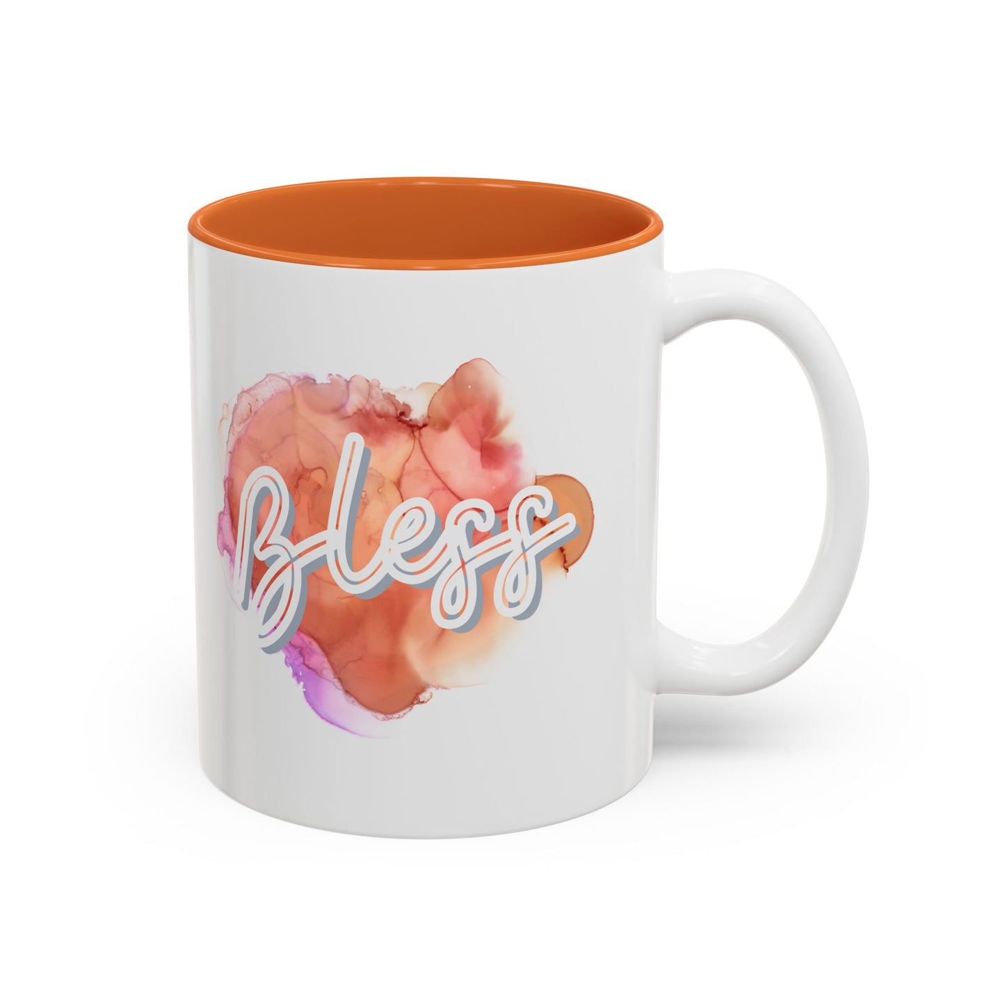 Bless Two-Tone Watercolor Accent Ceramic Coffee Mug (11oz/15oz)