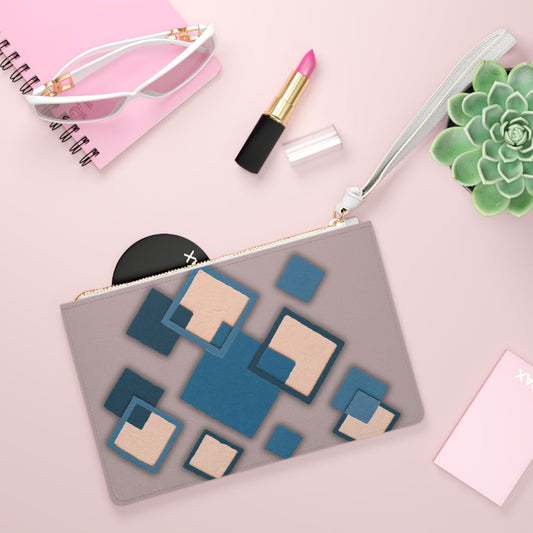 Geometric Blue Square Clutch Bag