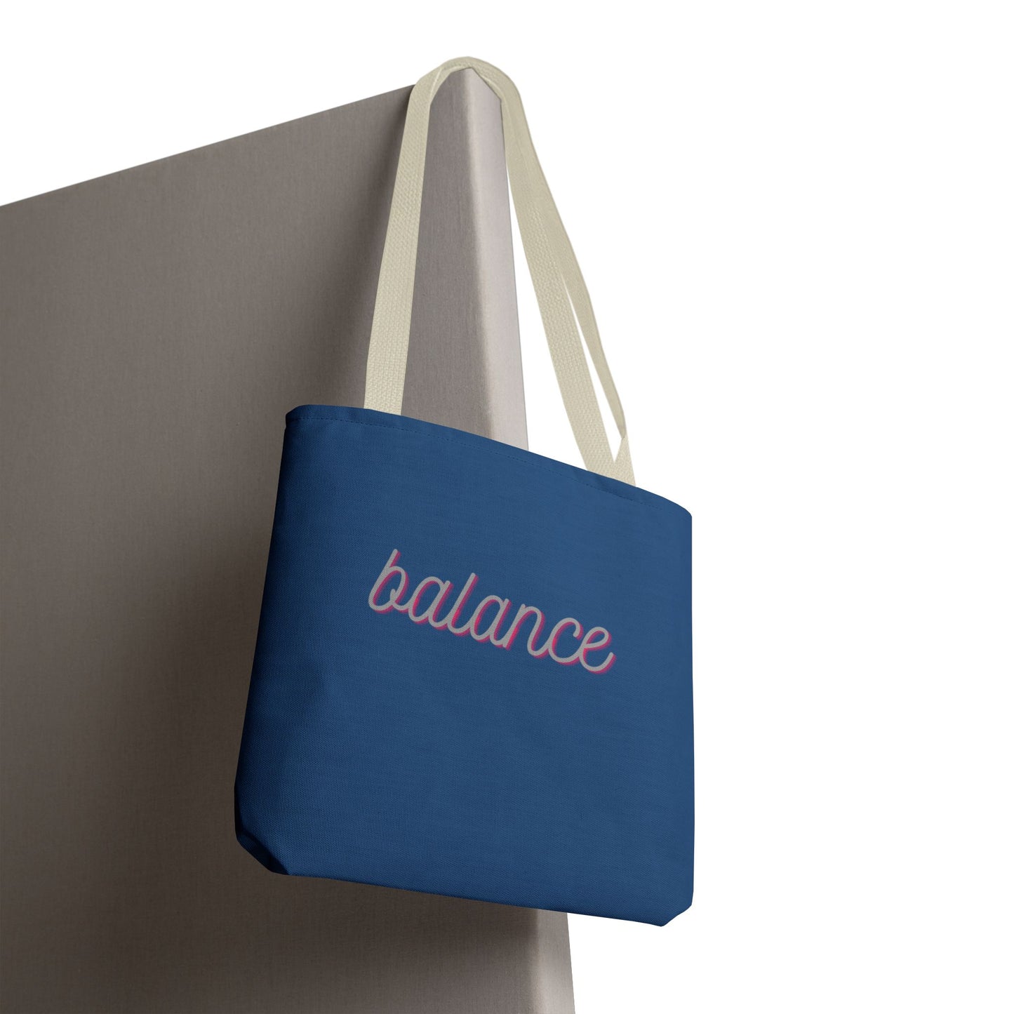 Blue Script ‘balance’ Canvas Tote for Everyday Mindfulness