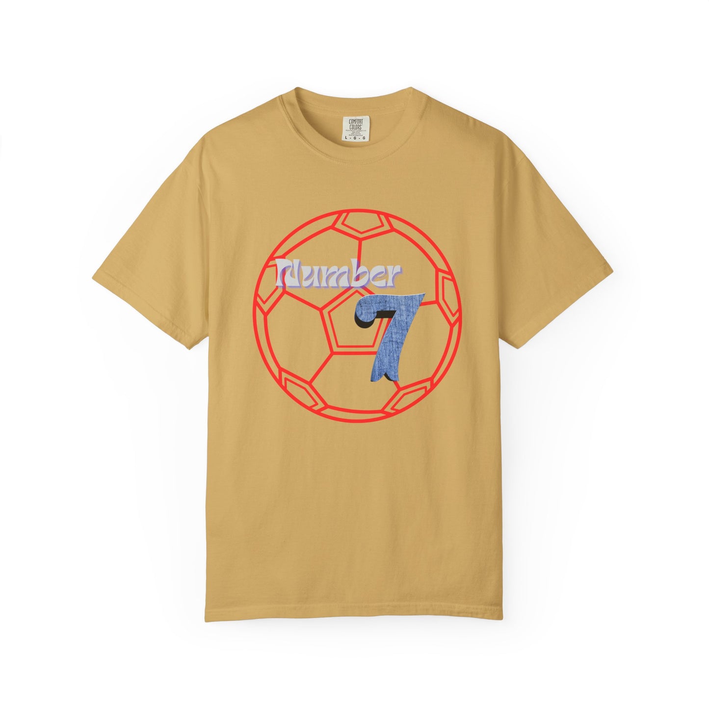 Soccer Number 7 Vintage Red Ball Graphic T-Shirt