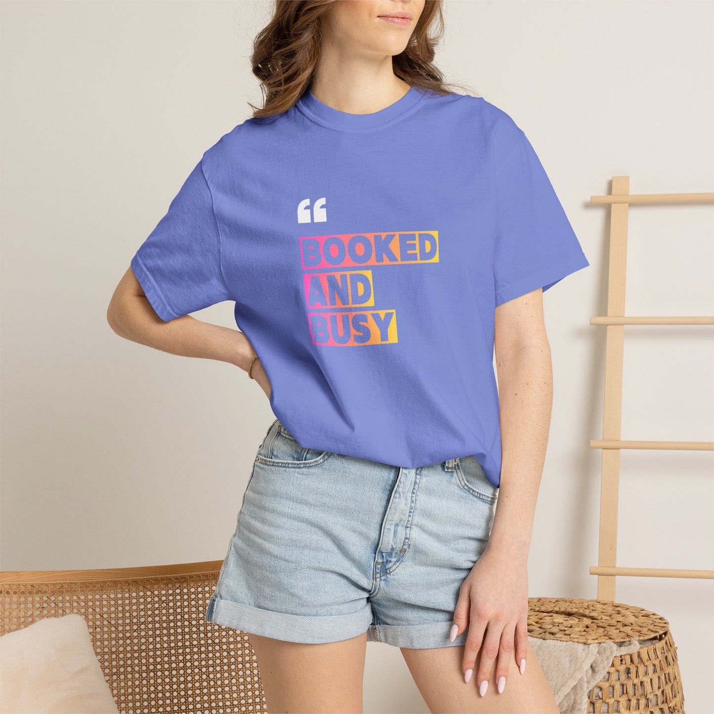 Booked and Busy Graphic Cotton Tee for Book Lovers