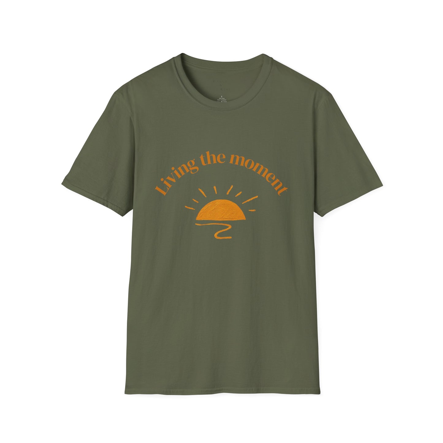 Living the Moment T-Shirt — Sun on the back, Beach Relaxed Tee