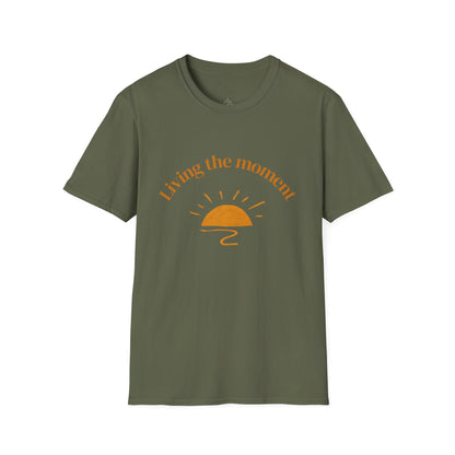 Living the Moment T-Shirt — Sun on the back, Beach Relaxed Tee