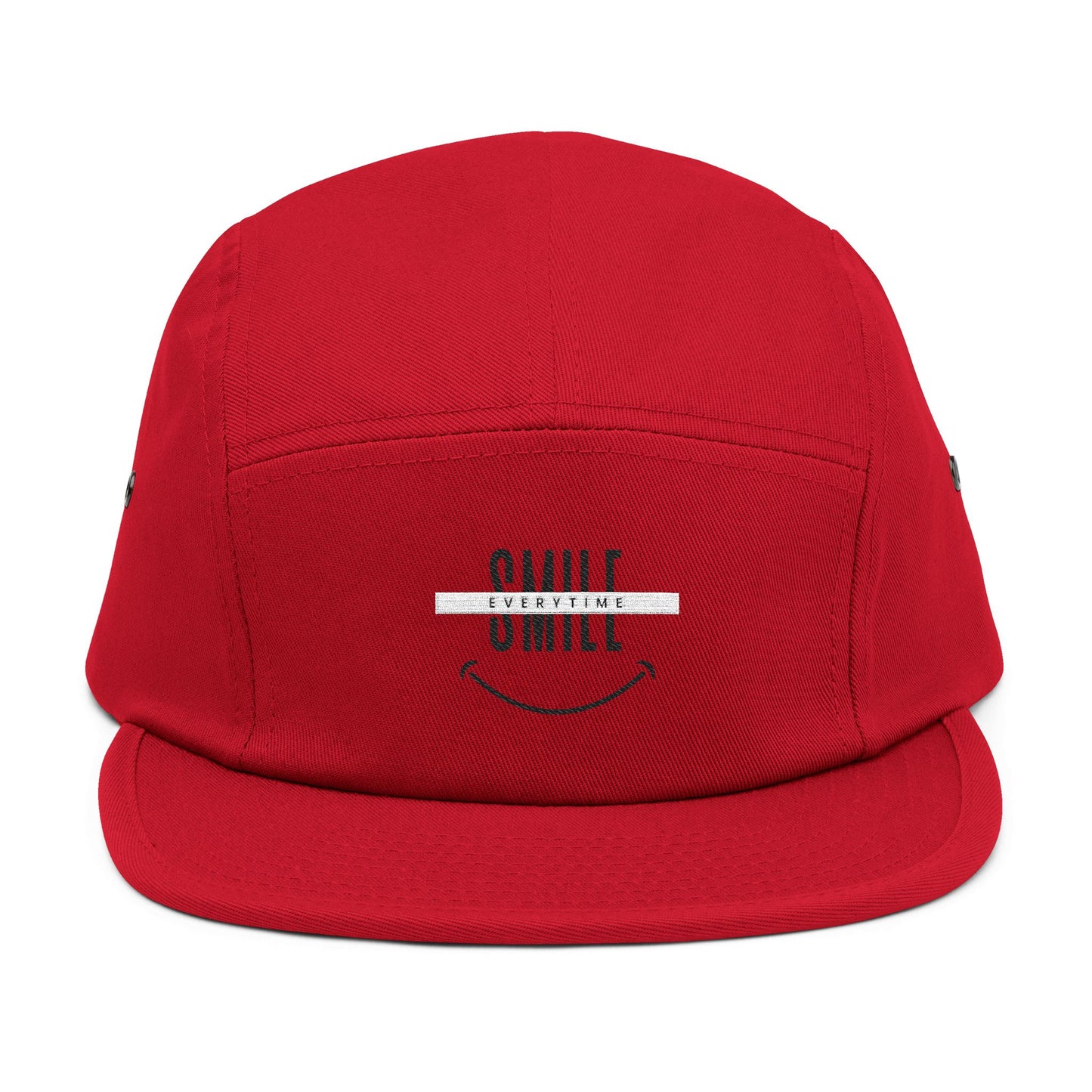 Embroidered "Smile" 5-Panel Cap