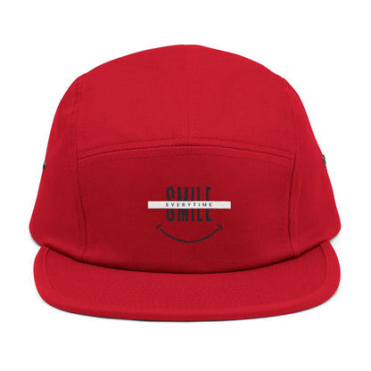 Embroidered "Smile" 5-Panel Cap