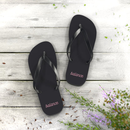 Balance Script Flip Flops — Minimal Black Beach Sandals