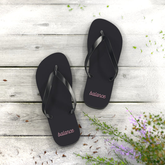 Balance Script Flip Flops — Minimal Black Beach Sandals