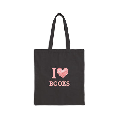 I  Love Books Canvas Tote Bag — Cute Book Lover & Library Tote