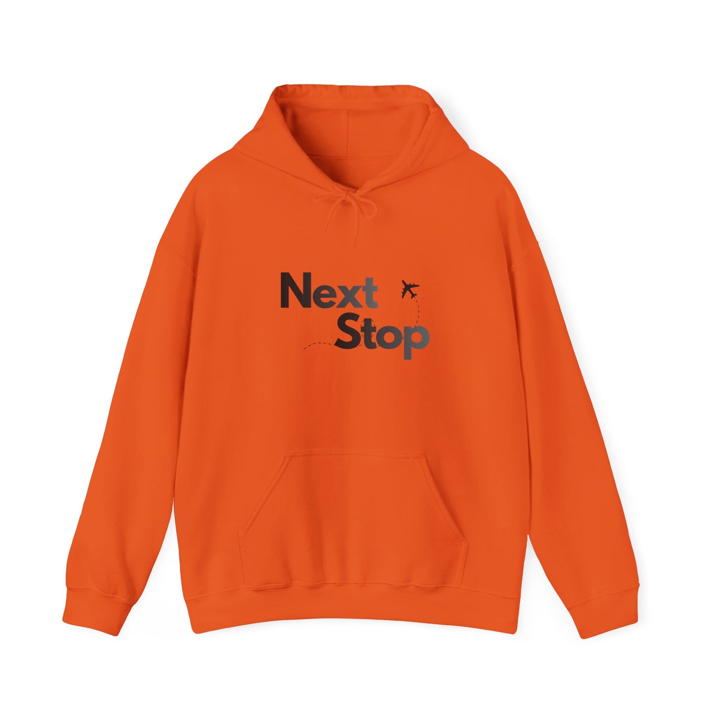 Next Stop Hoodie — Minimal Travel Sweatshirt with Airplane Icon