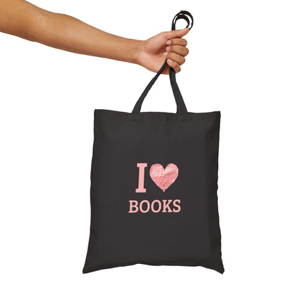 I  Love Books Canvas Tote Bag — Cute Book Lover & Library Tote