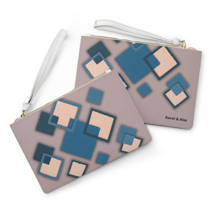 Clutch Bag  Geometric Blue Square Wristlet