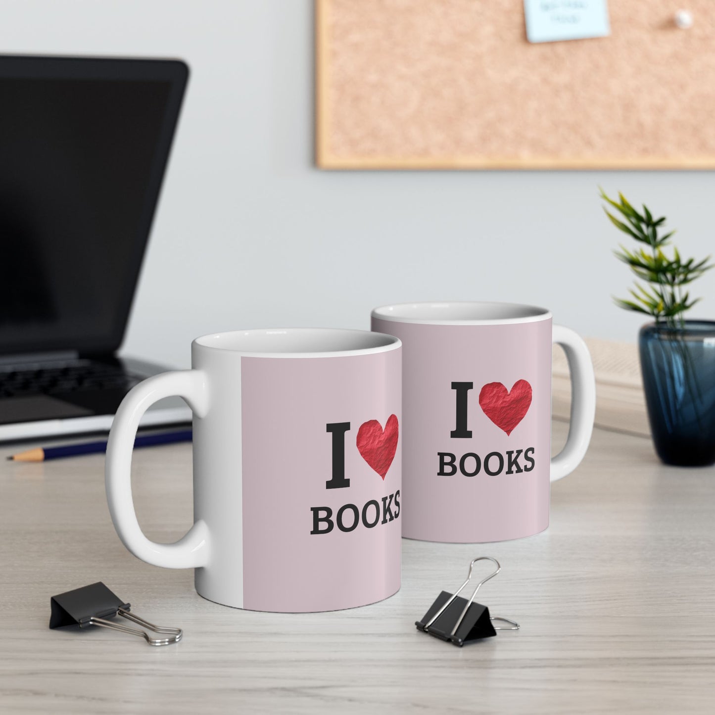 I  Love Books Ceramic Mug — Book Lover Coffee Cup (11oz & 15oz)