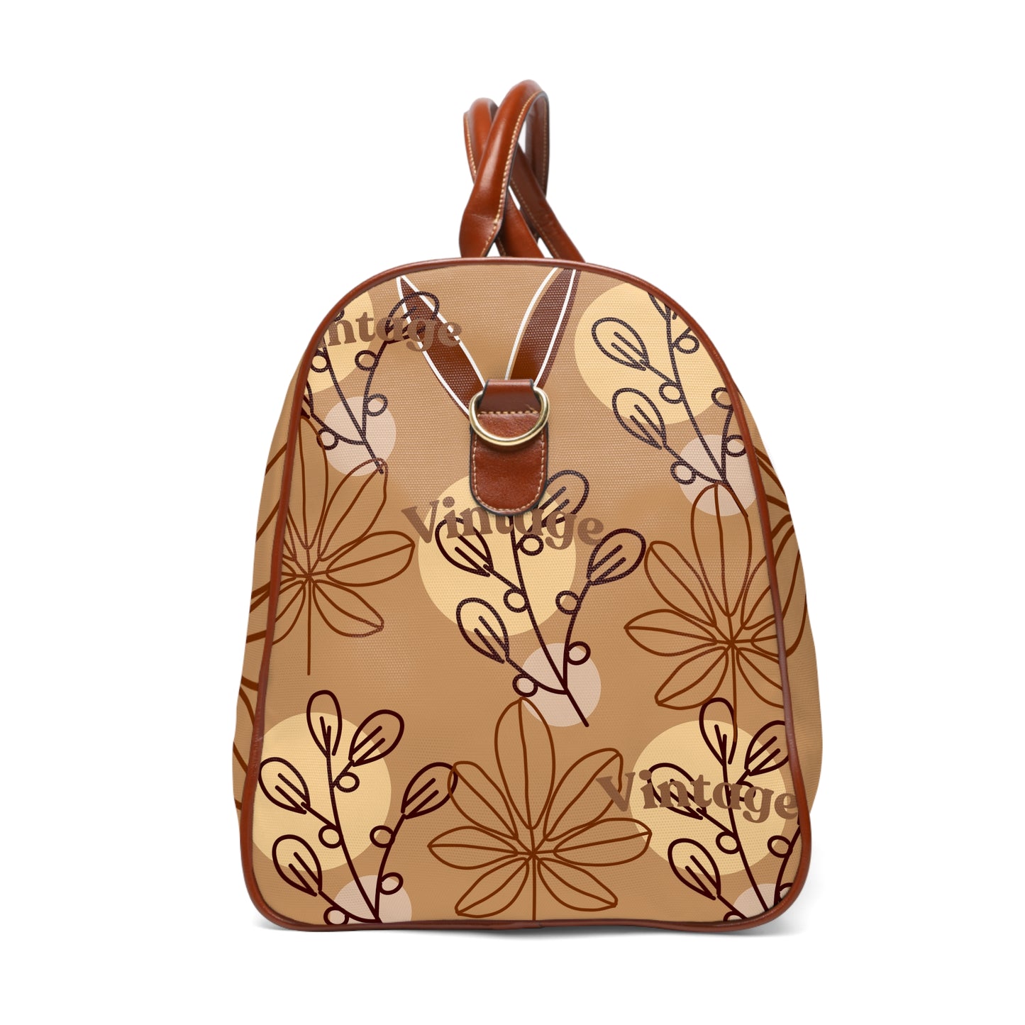 Waterproof Travel Bag – Brown Retro Bloom Duffle