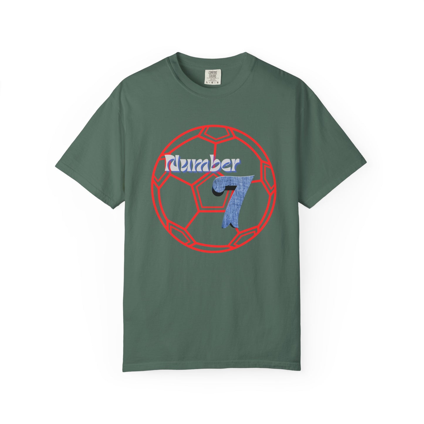 Soccer Number 7 Vintage Red Ball Graphic T-Shirt