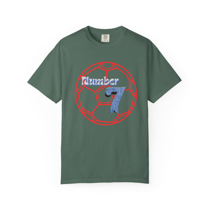 Soccer Number 7 Vintage Red Ball Graphic T-Shirt