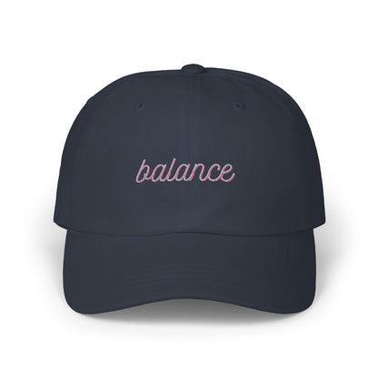 "Balance" Pink Script Embroidered Hat