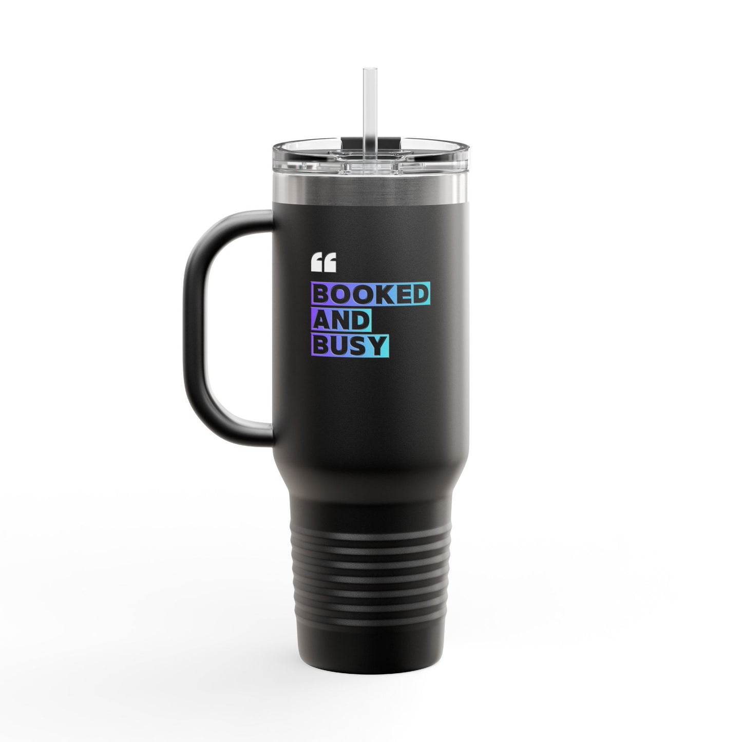 40oz Insulated Travel Mug - "Booked and Busy" Holographic Design