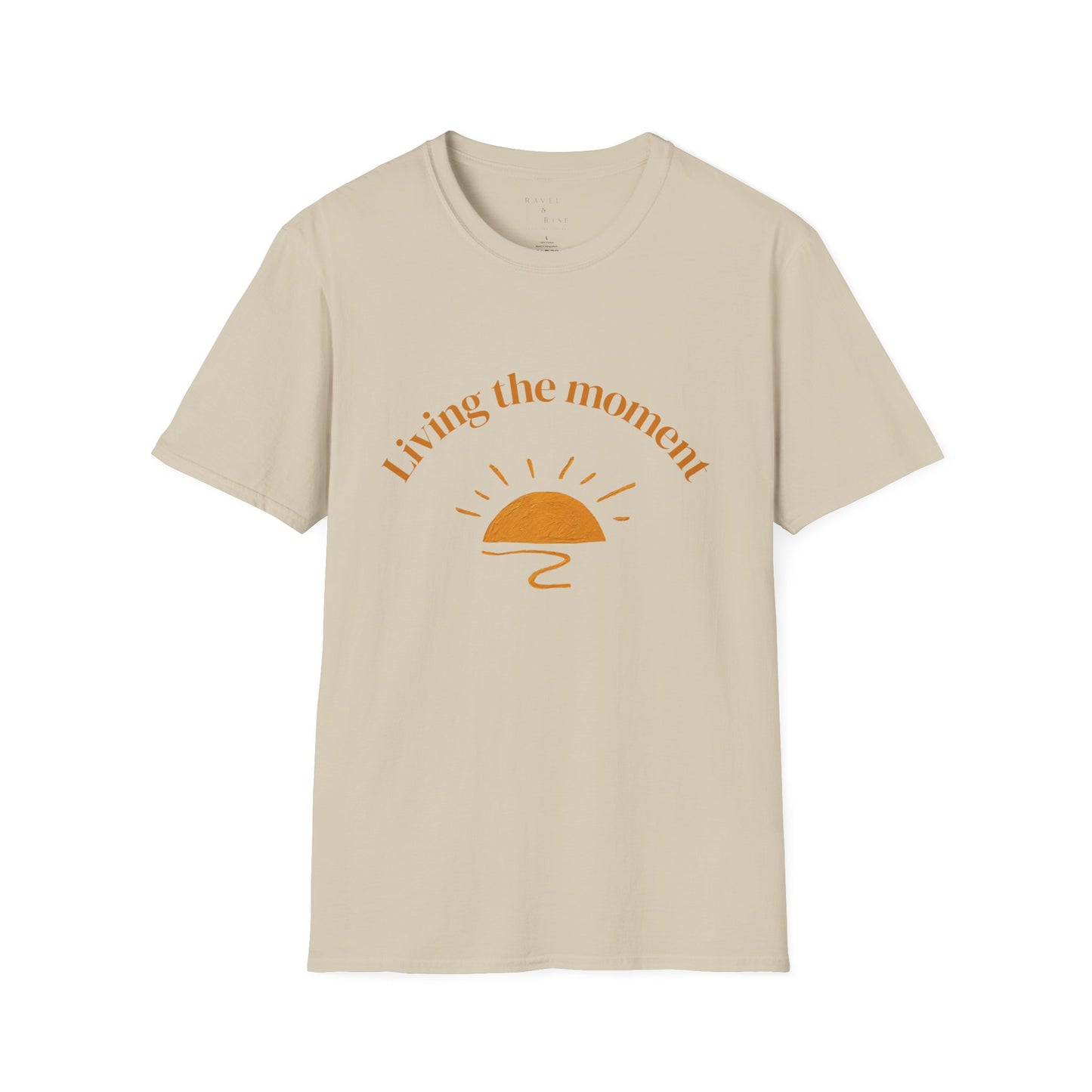 Living the Moment T-Shirt — Sun on the back, Beach Relaxed Tee