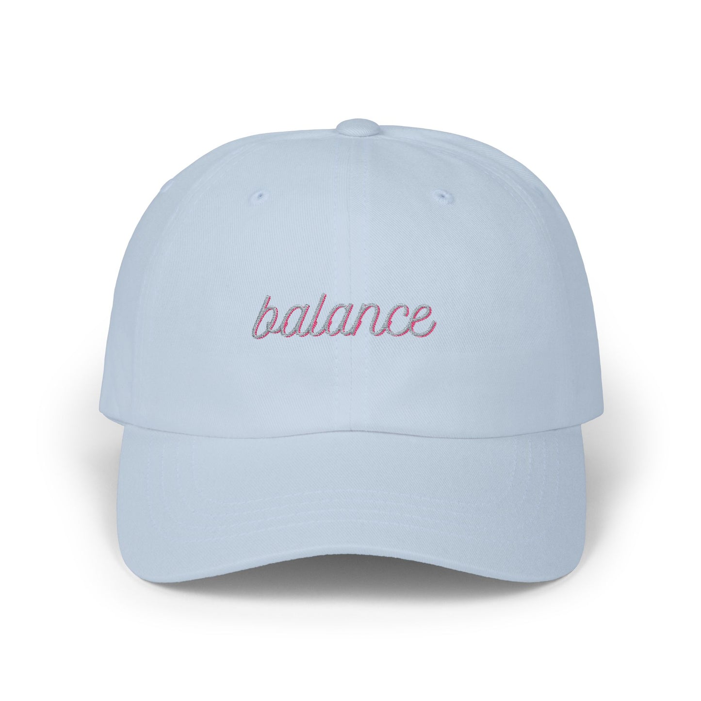 "Balance" Pink Script Embroidered Hat