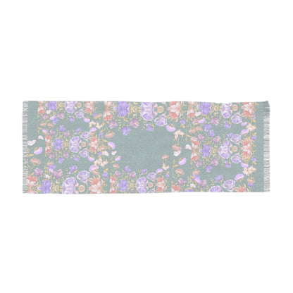 Floral Garden Green Purple Blooms Scarf