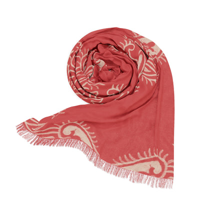 Boho Paisley Coral Lightweight Fashion Scarf