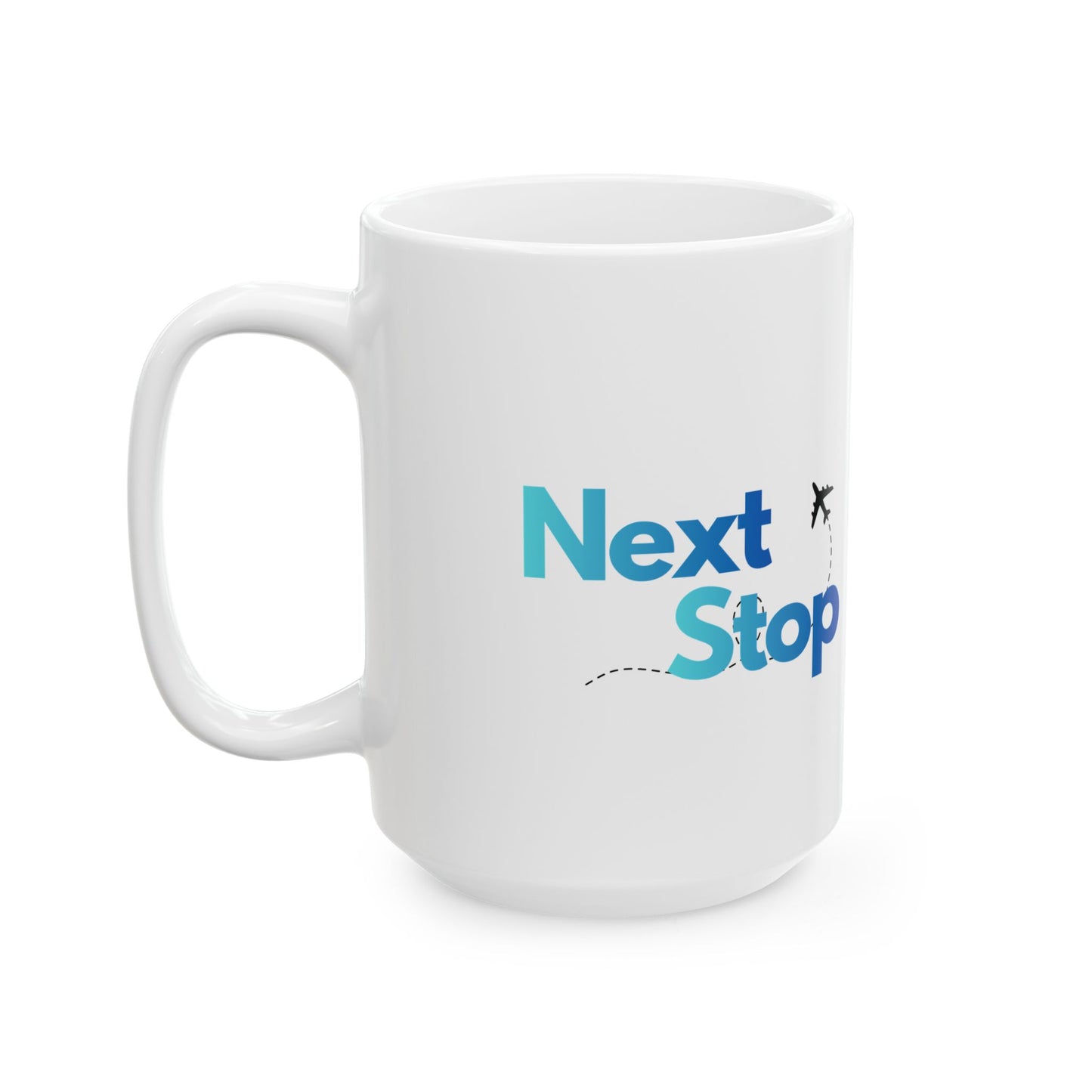 Next Stop Travel Ceramic Coffee Mug Gradient Blue (11oz, 15oz)