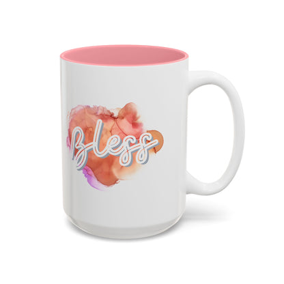Bless Two-Tone Watercolor Accent Ceramic Coffee Mug (11oz/15oz)