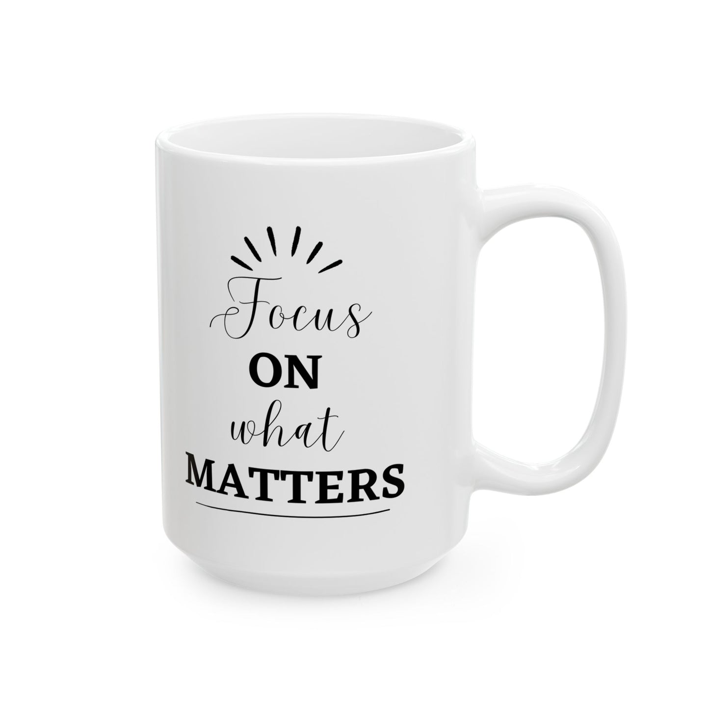 Focus on What matters Inspirational Ceramic Coffee Mug (11oz/15oz)