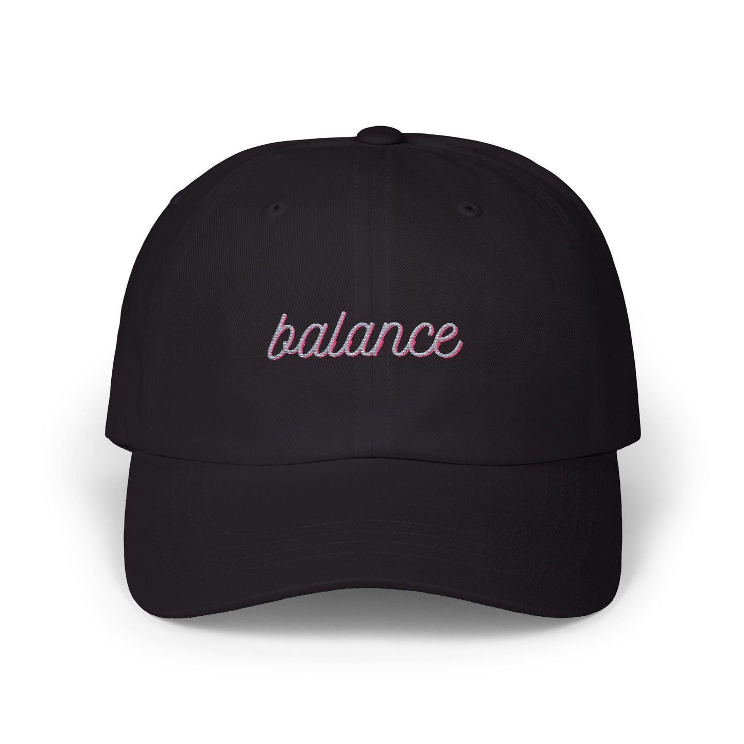 "Balance" Pink Script Embroidered Hat